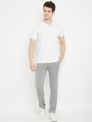 grey textured flat front casual trouser - 17669248 - Standard Image - 4