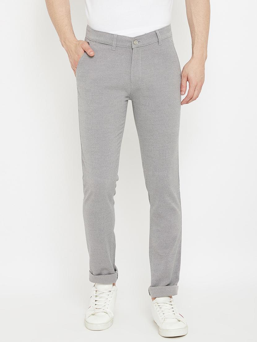 grey textured flat front casual trouser - 17669248 - Zoom Image - 1