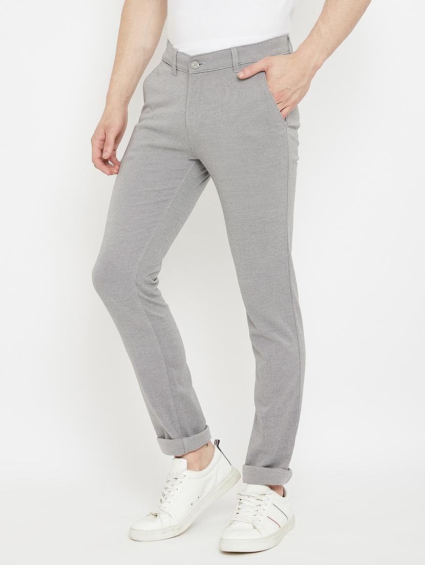 grey textured flat front casual trouser - 17669248 - Zoom Image - 2