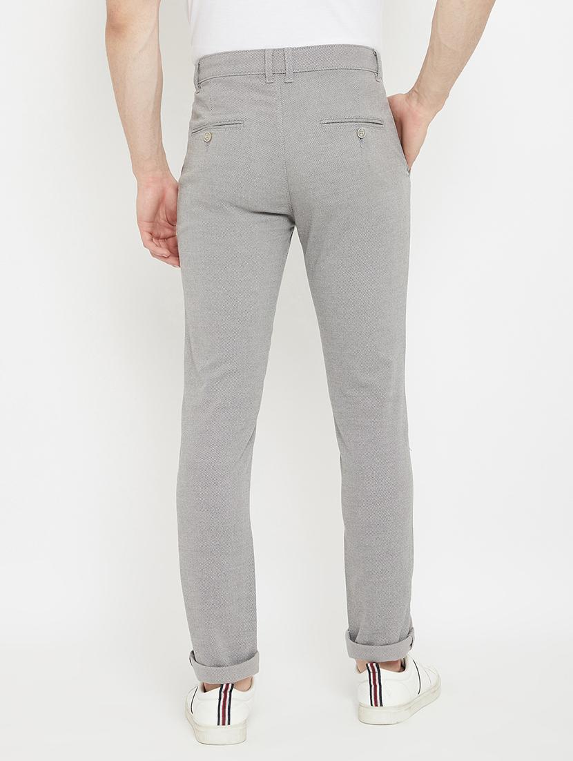 grey textured flat front casual trouser - 17669248 - Zoom Image - 3