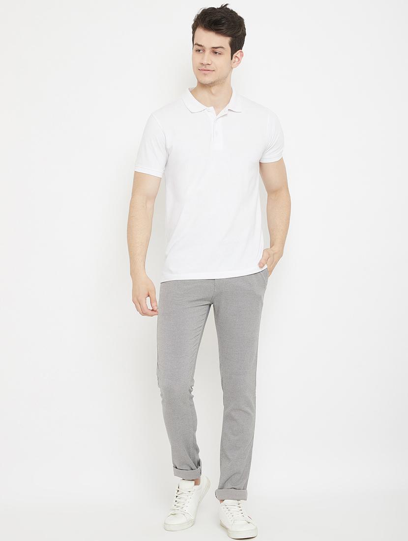 grey textured flat front casual trouser - 17669248 - Zoom Image - 4