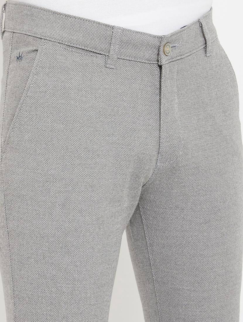 grey textured flat front casual trouser - 17669248 - Zoom Image - 5