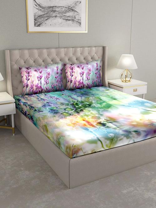 triton double bedshseet set king size cotton green colour - 17669278 - Very Small Image - 1
