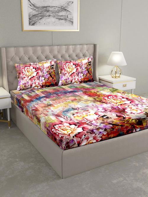 triton double bedshseet set king size cotton red colour - 17669288 - Very Small Image - 1