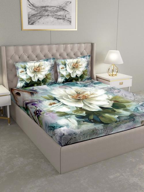 triton double bedshseet set king size cotton green colour - 17669290 - Standard Image - 1