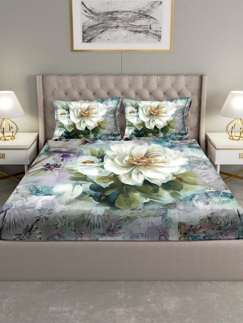 triton double bedshseet set king size cotton green colour - 17669290 - Zoom Image - 2