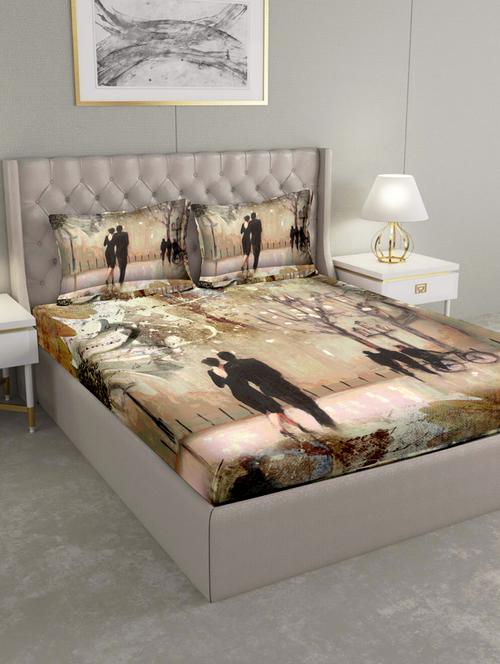 triton double bedshseet set king size cotton brown colour - 17669299 - Very Small Image - 1