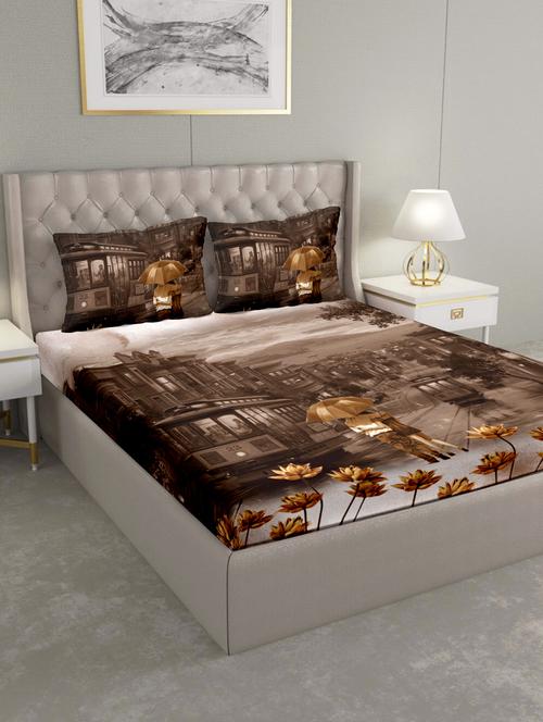 triton double bedshseet set king size cotton brown colour - 17669302 - Standard Image - 1