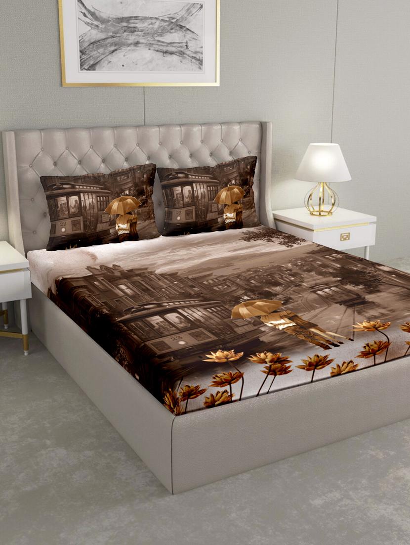 triton double bedshseet set king size cotton brown colour - 17669302 - Zoom Image - 1