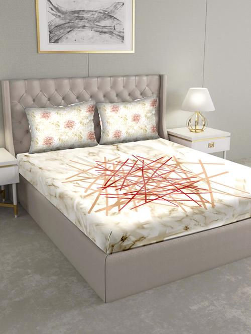 triton double bedshseet set king size cotton beige colour - 17669309 - Standard Image - 1