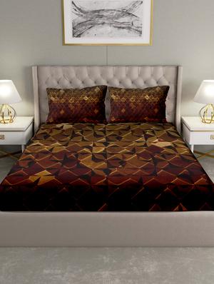 triton double bedshseet set king size cotton brown colour - 17669314 - Standard Image - 2