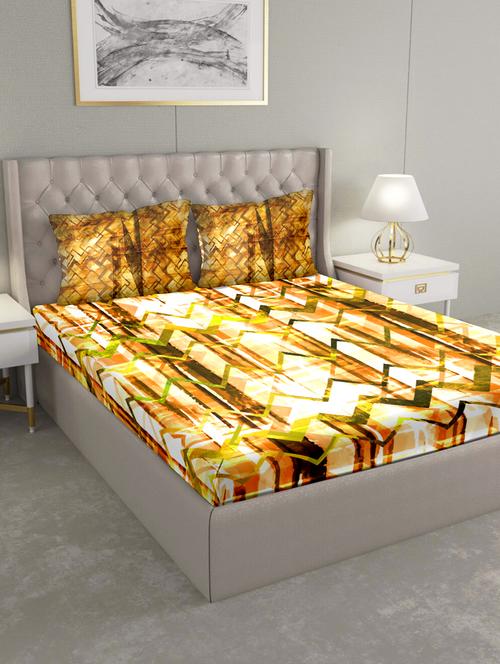 triton double bedshseet set king size cotton yellow colour - 17669321 - Standard Image - 1