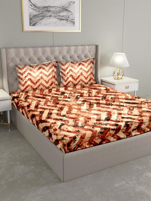 triton double bedshseet set king size cotton orange colour - 17669323 - Standard Image - 1