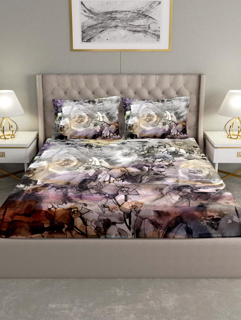 triton double bedshseet set king size cotton purple colour - 17669345 - Zoom Image - 2
