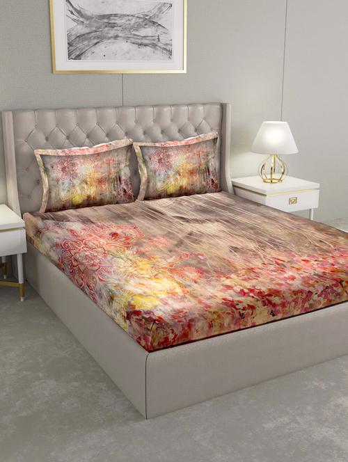 triton double bedshseet set king size cotton orange colour - 17669350 - Standard Image - 1