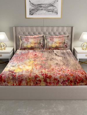 triton double bedshseet set king size cotton orange colour - 17669350 - Standard Image - 2