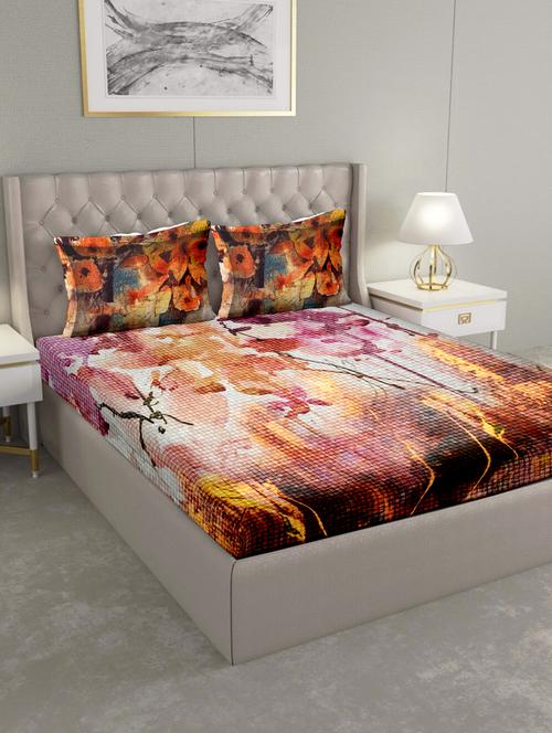 triton double bedshseet set king size cotton orange colour - 17669352 - Standard Image - 1