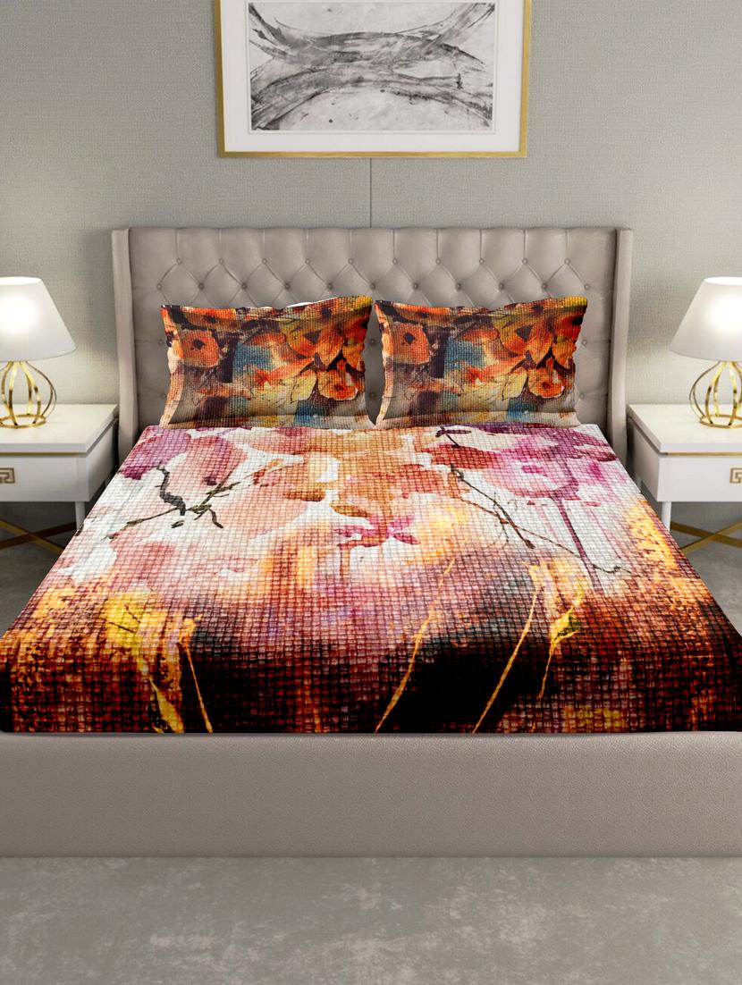 triton double bedshseet set king size cotton orange colour - 17669352 - Zoom Image - 2