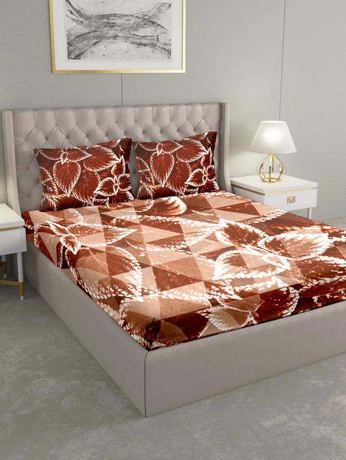 triton double bedshseet set king size cotton maroon colour - 17669359 - Standard Image - 1