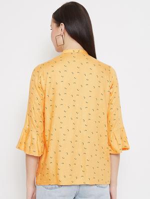 yellow cotton blend regular shirt - 17669431 - Standard Image - 3