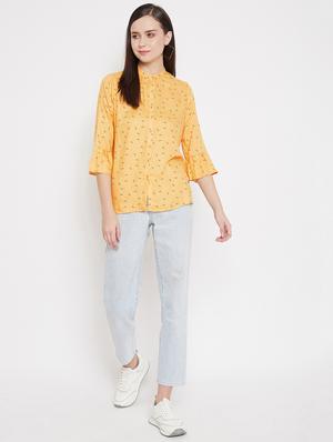 yellow cotton blend regular shirt - 17669431 - Standard Image - 4