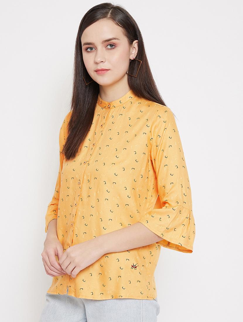 yellow cotton blend regular shirt - 17669431 - Zoom Image - 2