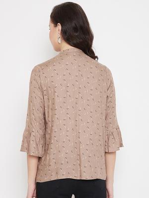 beige cotton blend regular shirt - 17669432 - Standard Image - 3