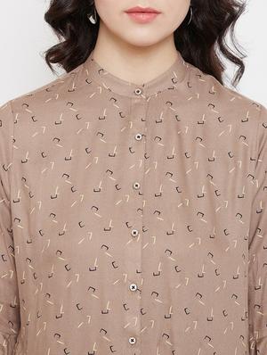 beige cotton blend regular shirt - 17669432 - Standard Image - 5