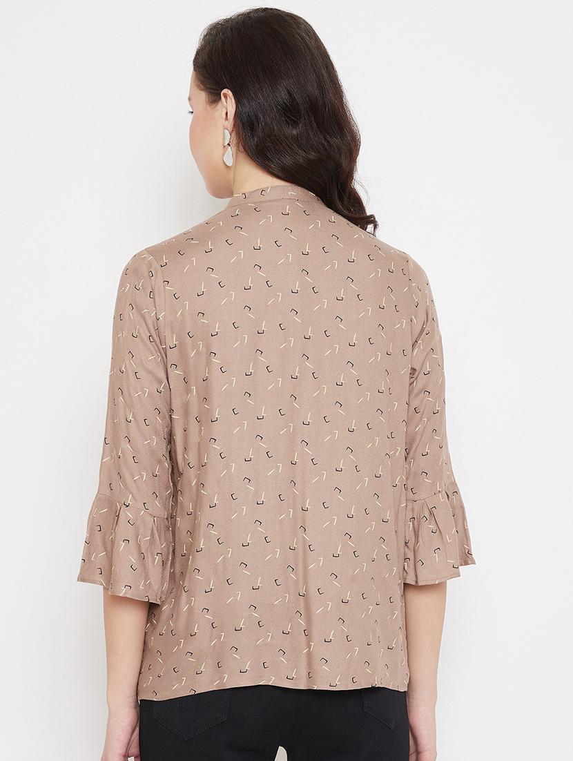beige cotton blend regular shirt - 17669432 - Zoom Image - 3