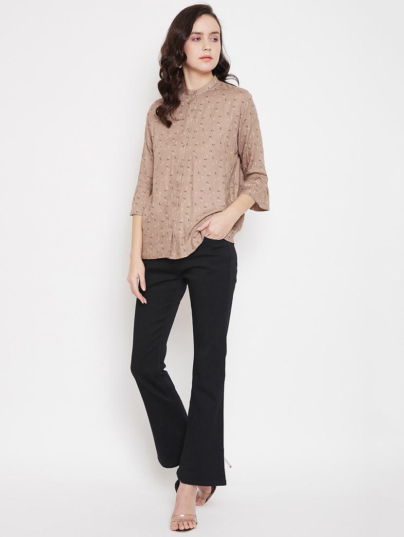 beige cotton blend regular shirt - 17669432 - Zoom Image - 4