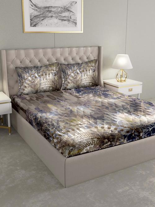 art of india double bedsheet set super king size cotton grey colour - 17669440 - Standard Image - 1