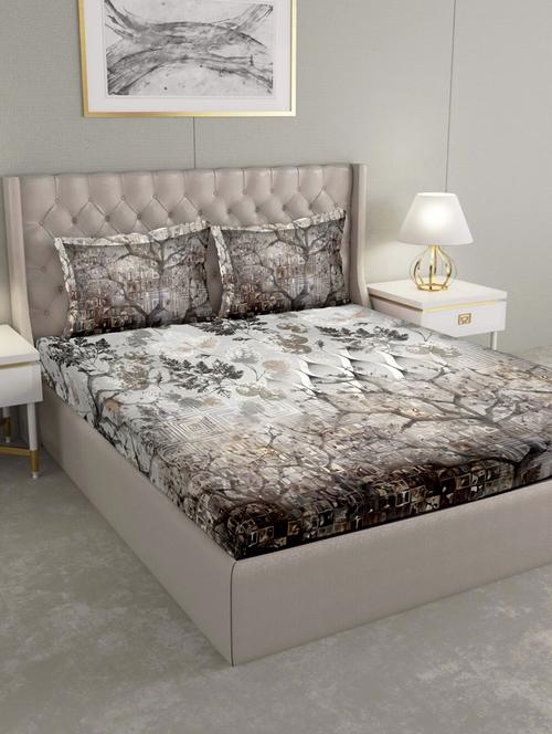art of india double bedsheet set super king size cotton grey colour - 17669449 - Standard Image - 1