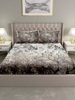 art of india double bedsheet set super king size cotton grey colour - 17669449 - Standard Image - 2