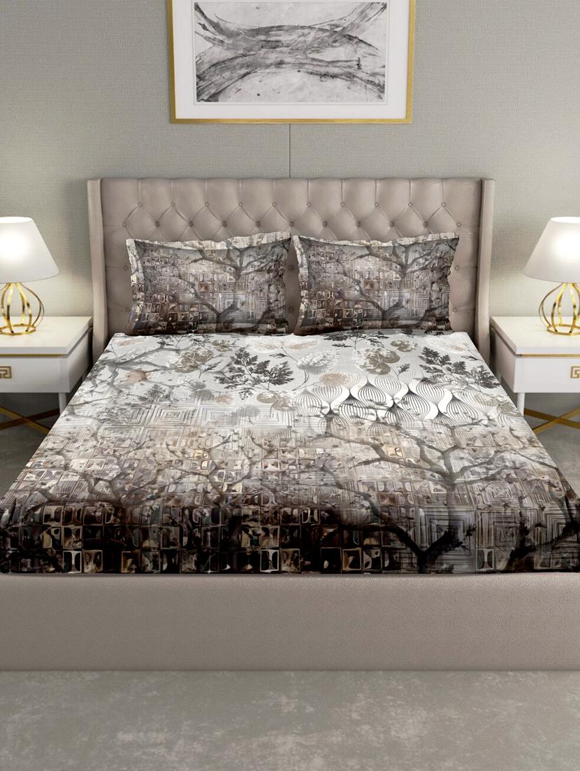 art of india double bedsheet set super king size cotton grey colour - 17669449 - Zoom Image - 2