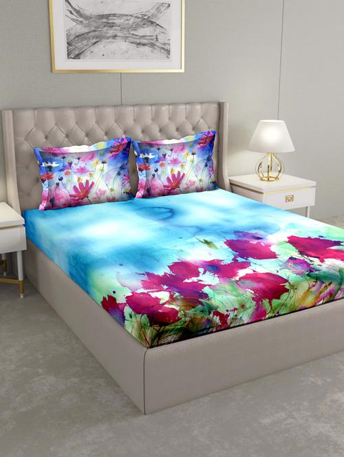 art of india double bedsheet set super king size cotton blue colour - 17669453 - Standard Image - 1
