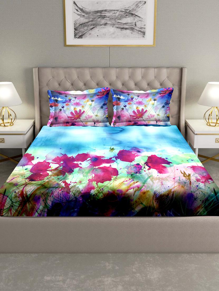 art of india double bedsheet set super king size cotton blue colour - 17669453 - Zoom Image - 2