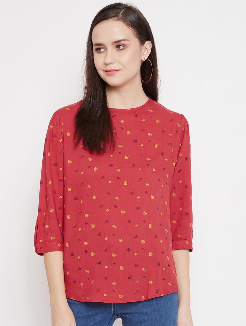 round neck printed top - 17669461 - Zoom Image - 1