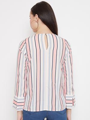 round neck striped top - 17669464 - Standard Image - 3