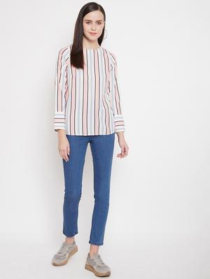 round neck striped top - 17669464 - Standard Image - 4