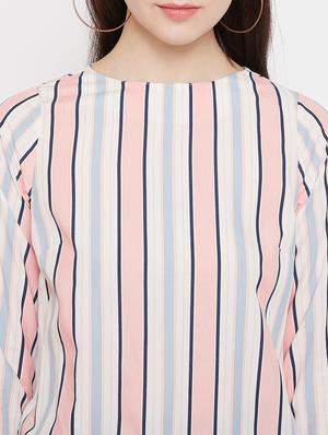 round neck striped top - 17669464 - Standard Image - 5