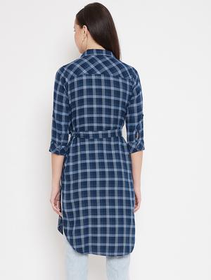 tie front checkered shirt tunic - 17669473 - Standard Image - 4