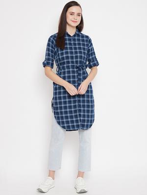 tie front checkered shirt tunic - 17669473 - Standard Image - 5
