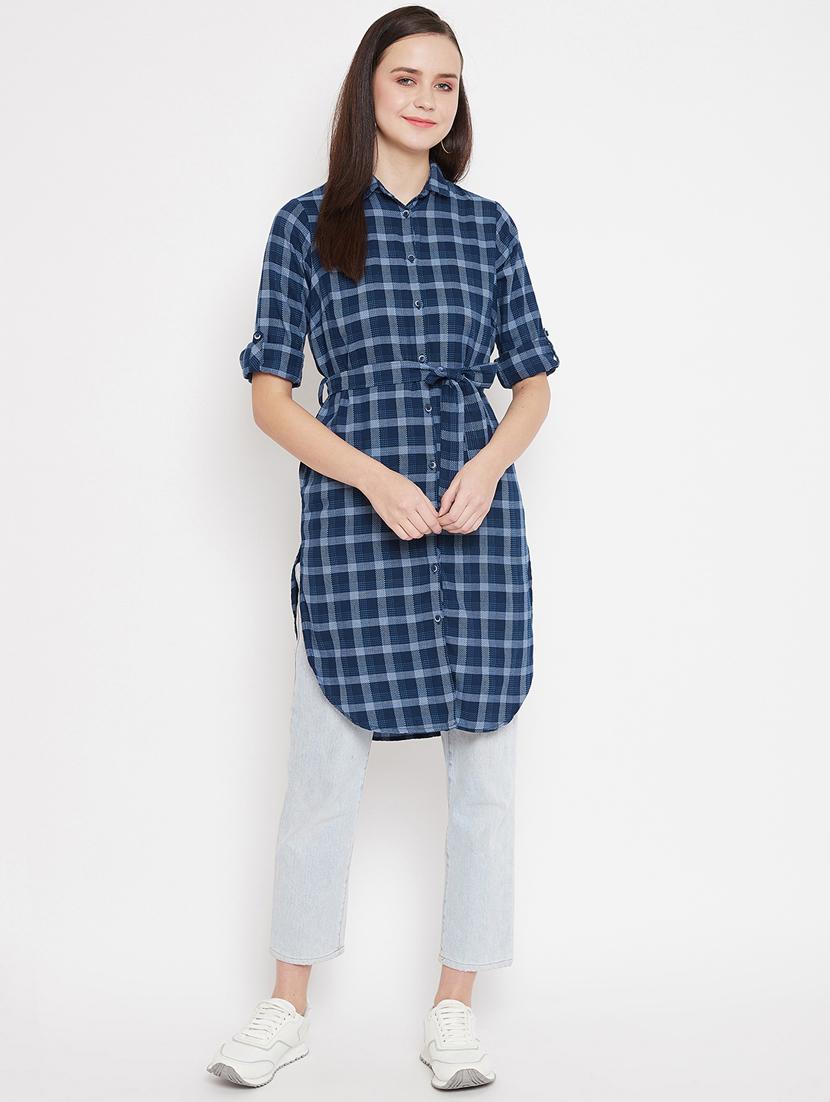 tie front checkered shirt tunic - 17669473 - Zoom Image - 5