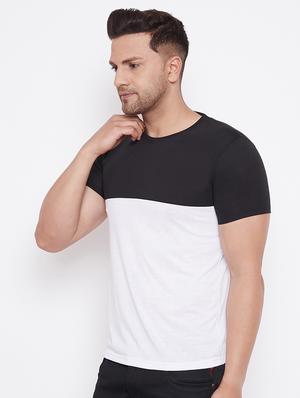white color block cut & sew t-shirt - 17669496 - Standard Image - 2
