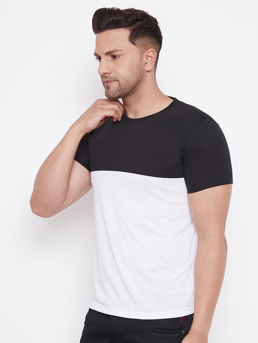 white color block cut & sew t-shirt - 17669496 - Zoom Image - 2