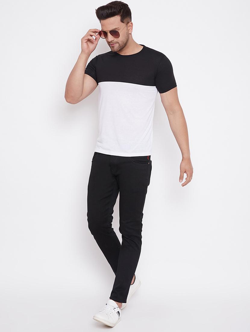 white color block cut & sew t-shirt - 17669496 - Zoom Image - 4
