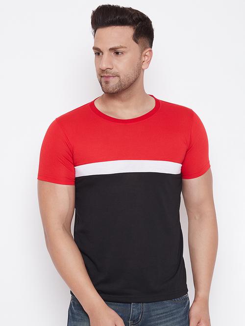 black color block cut & sew t-shirt - 17669500 - Standard Image - 1