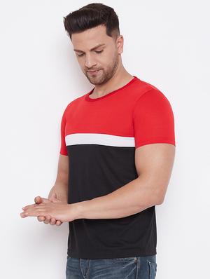 black color block cut & sew t-shirt - 17669500 - Standard Image - 2