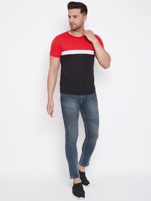 black color block cut & sew t-shirt - 17669500 - Standard Image - 4