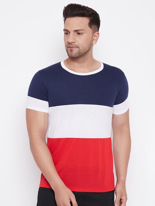 multi colored color block cut & sew t-shirt - 17669501 - Standard Image - 1